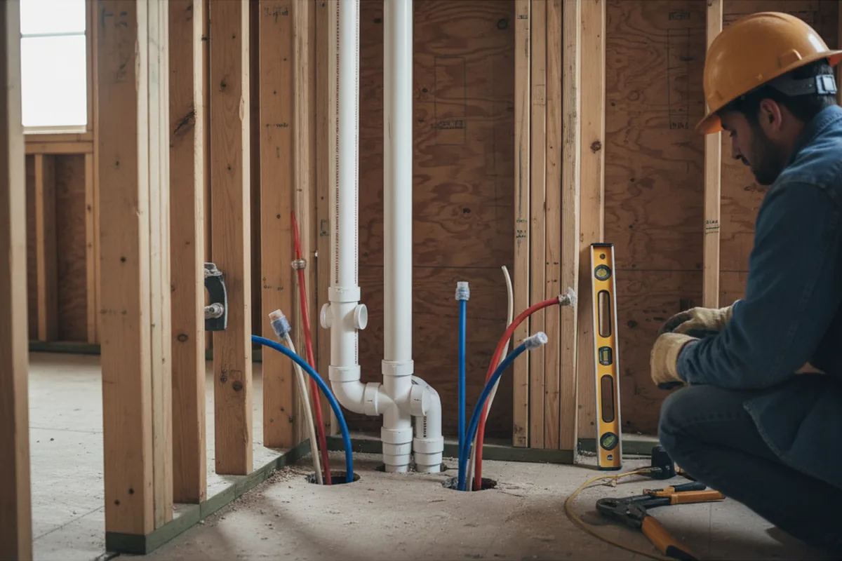 Drain and supply rough-in during Drain Cleaning in Losantville