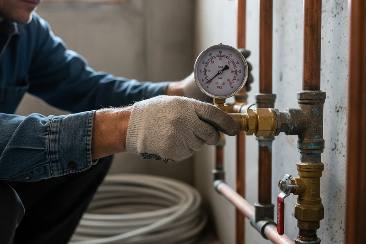Pressure testing a repaired line during Water Line Repair in Losantville